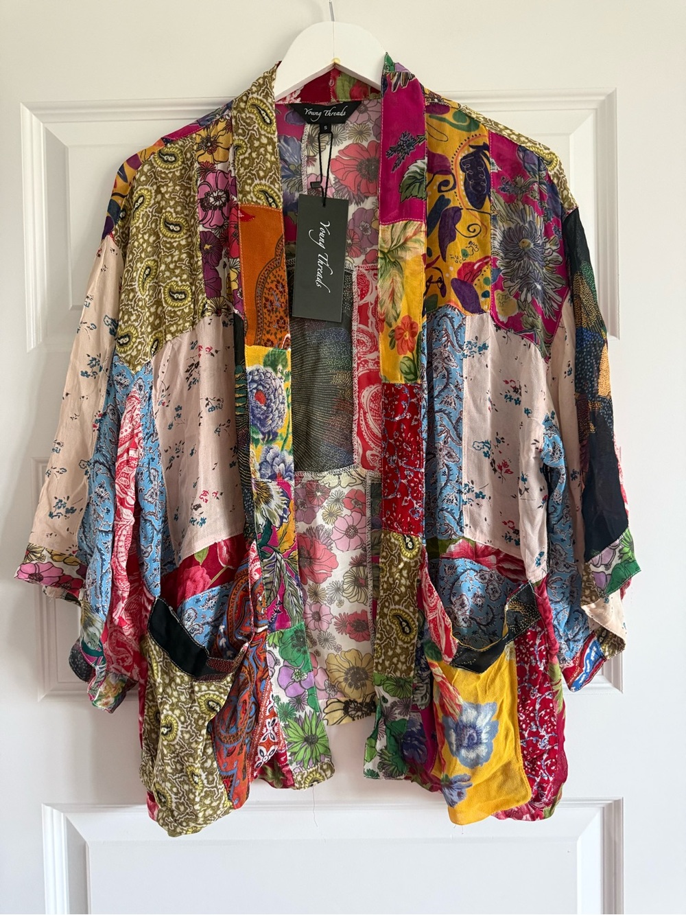 Young Threads Sheer Boho Patchwork Kimono NWT Size Small